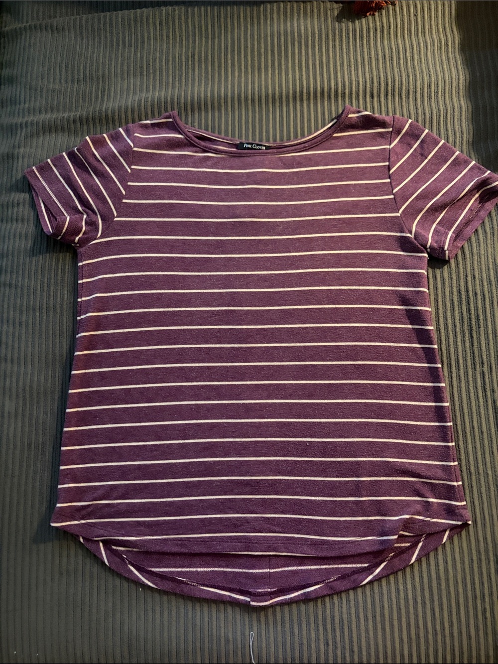 Purple & White Striped Short Sleeve Tee